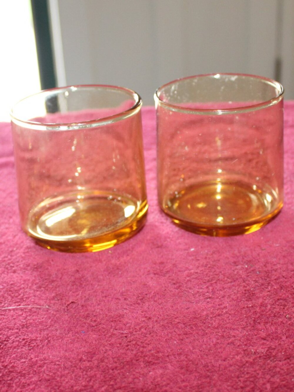 Vintage Libbey Bolero Gold Amber DOF Rocks Lowball Glasses- set of 2